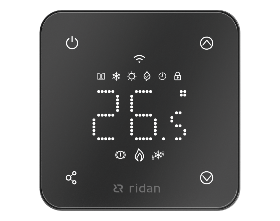 Ридан 088L1144R — Электронный комнатный термостат RSmart-FB (РСмарт-FB) с Wi-Fi подключением 230V, черный