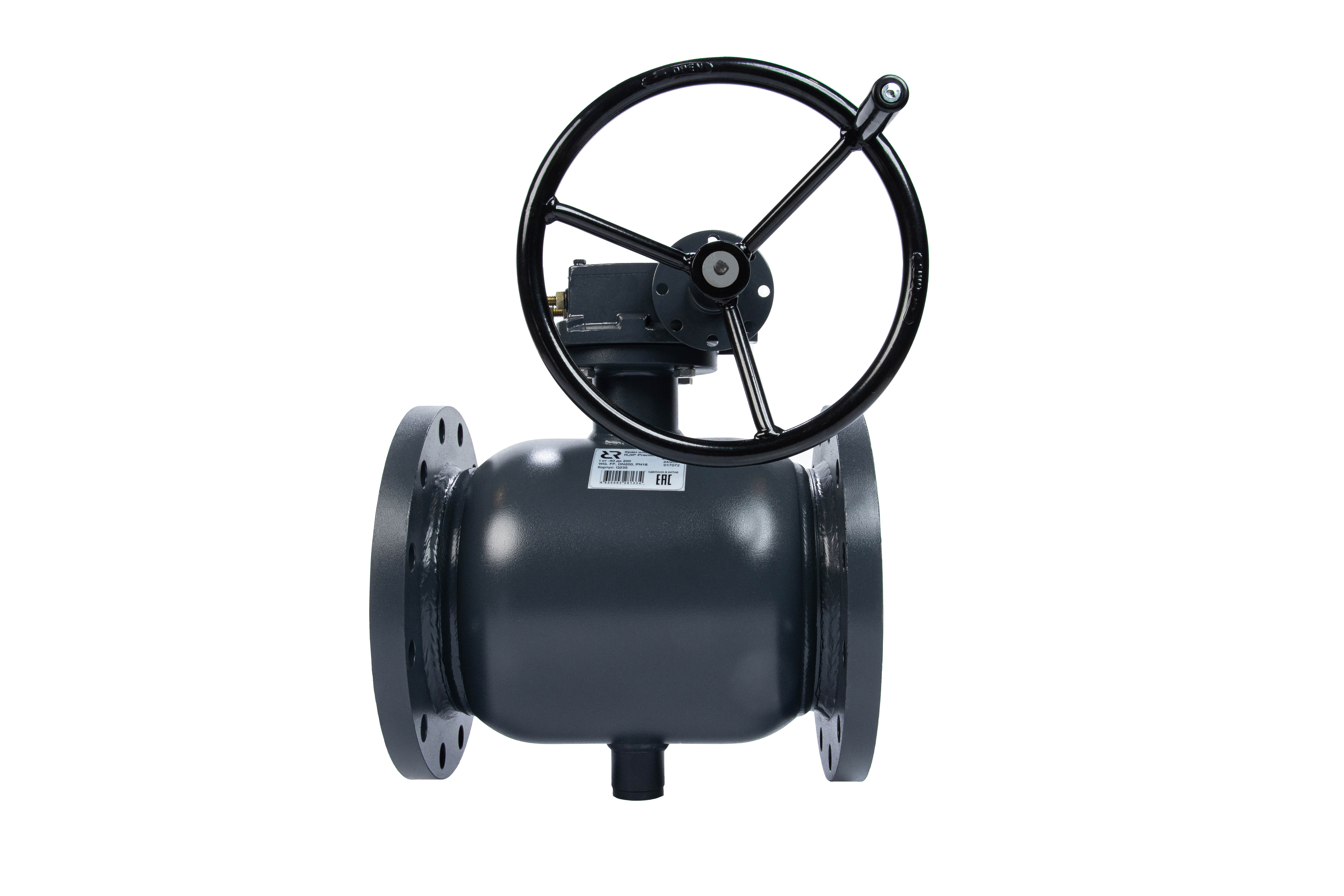 Ридан RJIP Premium (Премиум) 065N0256GR — Кран шаровой FF DN200 PN16 WG (фланцевый, с редуктором, стандартный проход)