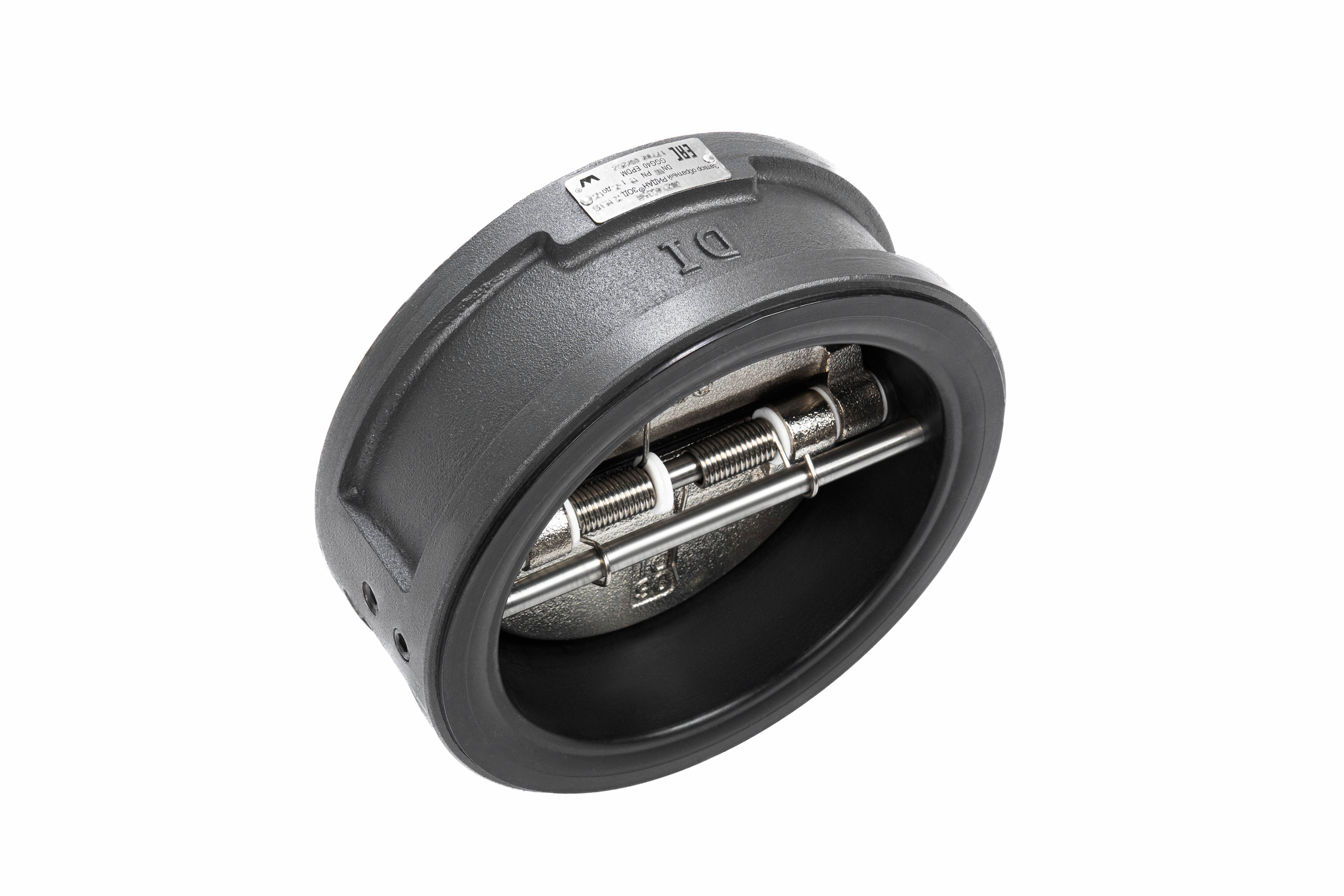 Ридан Затвор обратный 082X4036R — ЗОД PN16, DN200, межфланцевый, двустворчатый, корпус — чугун GGG40 c EPDM покрытием